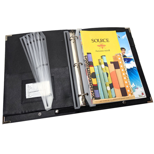 MSP Black Sheet Music Holder | 10.5" x 12" - 3 Rings Choir Folder with Hand Strap for Musician - Large Size (MSP-220-Black)
