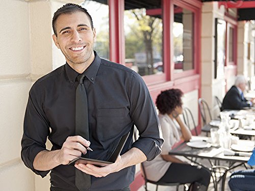 Large Waiter Book Wallet, Premier Waiter Organizer with 11 Pockets, Picture Slot, Coin Purse, Holds 2 Guest Checks | for R/Left Handed Waitress (MSP-350 Black)