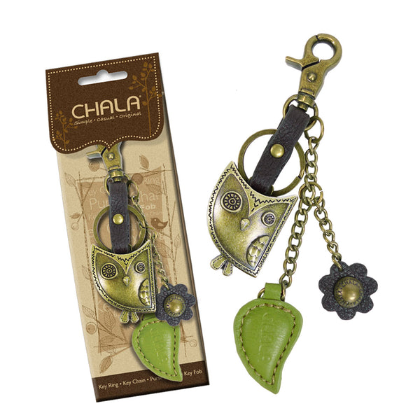 Chala Bronze Metal- Purse Charm, Key Fob, Keychain Decorative Accessory - M602 Owl