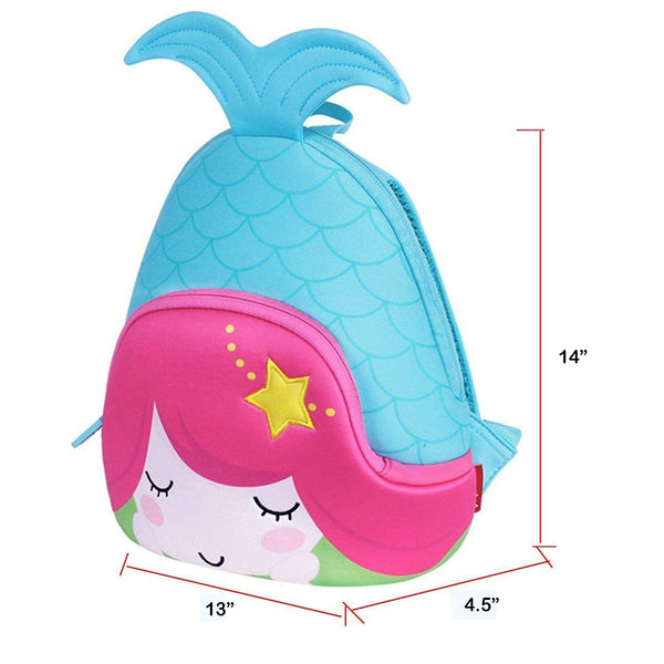 Jack & Friends Neoprene Kids Backpack/Lunch Kid's Lunch Bag for Preschooler to Kindergarten (Mermaid- Large/Kids)