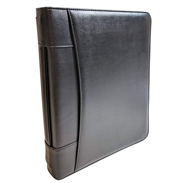 MSP Portfolio Binder with Retractable Handle, Binder Pockets, 3 Rings Binder Zippered Padfolio for Work and Interview- (048 Black)