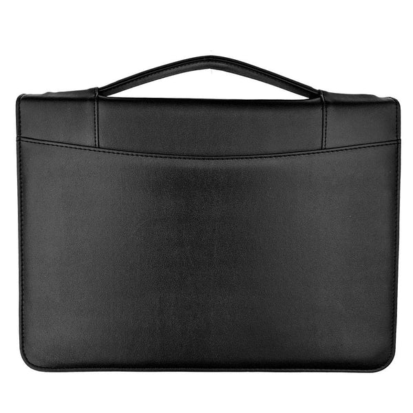 MSP Portfolio Binder with Retractable Handle, Binder Pockets, 3 Rings Binder Zippered Padfolio for Work and Interview- (048 Black)