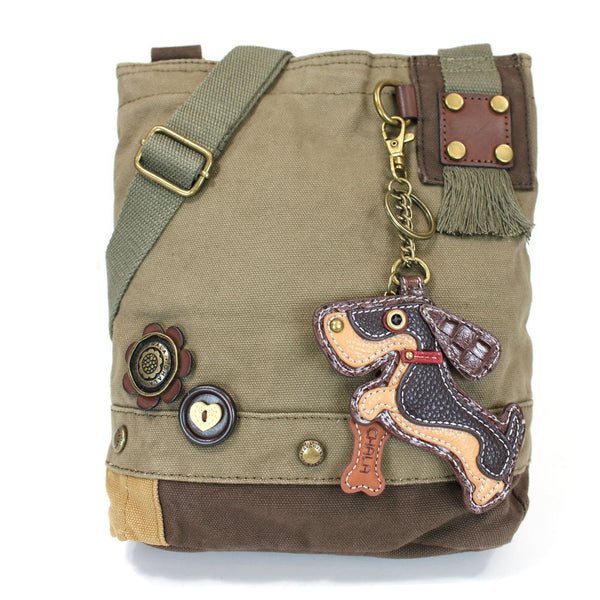 Chala Wiener Dog Patch Crossbody Bag, Olive