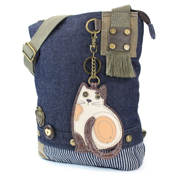 Chala Handbag Patch Cross-body Messenger Bag (Denim Blue)