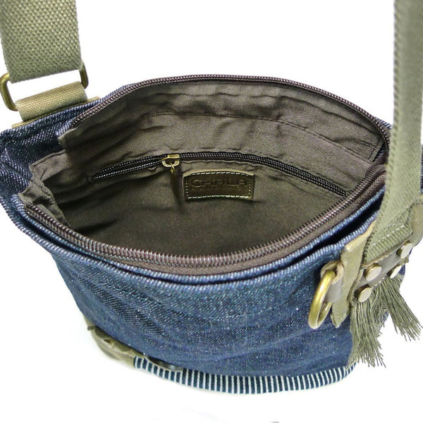 Chala Handbag Patch Cross-body Messenger Bag (Denim Blue)