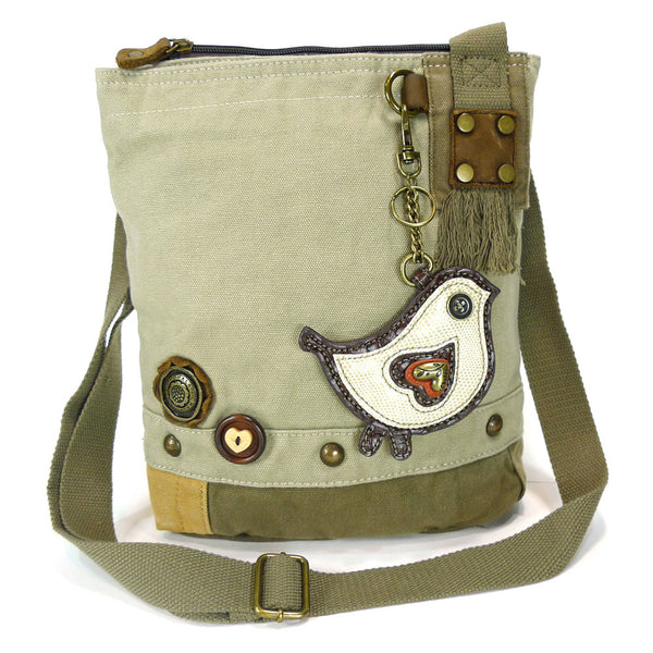 Chala Patch Crossbody Bag + Faux leather Coin Purse ( Green Bird) - Animal-Bags.com