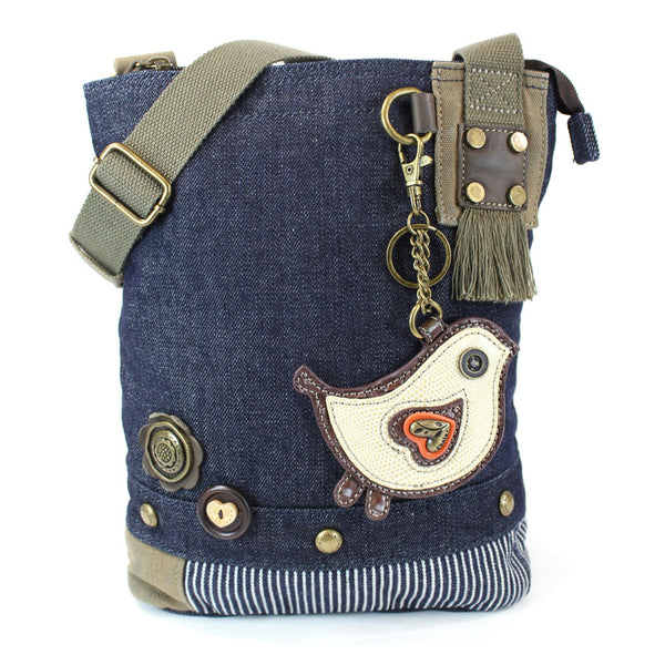 Chala Patch Crossbody Bag + Faux leather Coin Purse ( Green Bird) - Animal-Bags.com