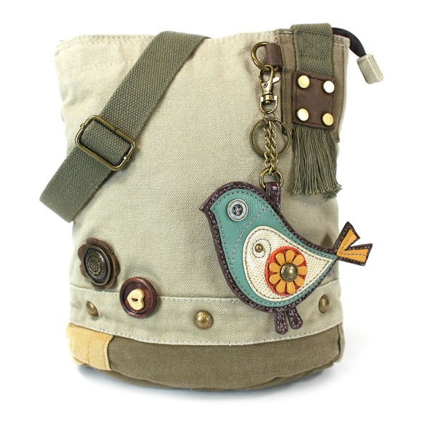 Chala Patch Crossbody Bag + Faux leather Coin Purse ( Green Bird) - Animal-Bags.com