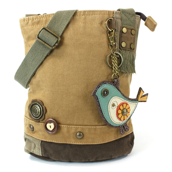 Chala Patch Crossbody Bag + Faux leather Coin Purse ( Green Bird) - Animal-Bags.com