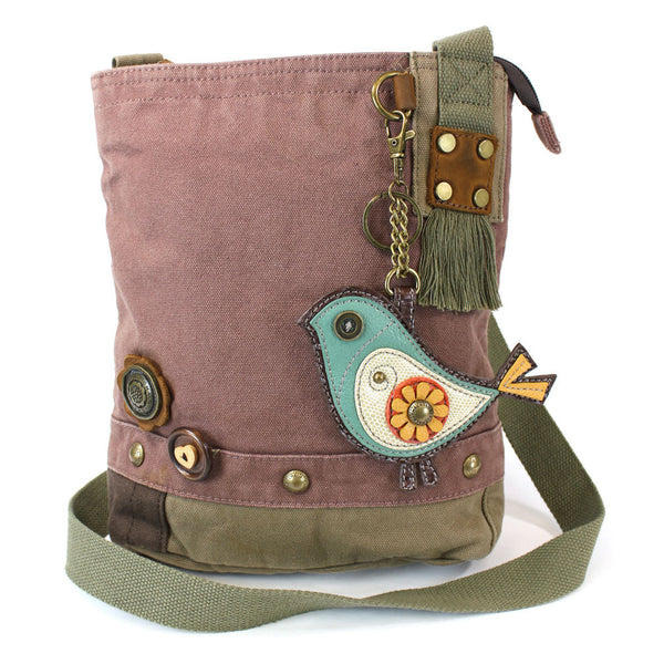 Chala Patch Crossbody Bag + Faux leather Coin Purse ( Green Bird) - Animal-Bags.com
